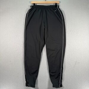 Vintage Nike Dri-Fit Sweatpants Jogger Men Large Black Swoosh Tapered Zip‎ Ankle